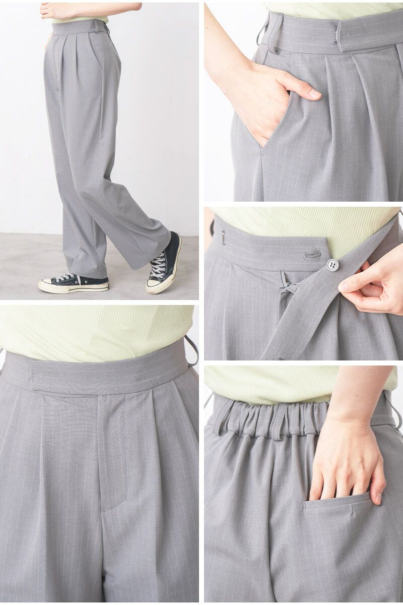 ナインアール,rrrrrrrrr,タックワイドストライプパンツ