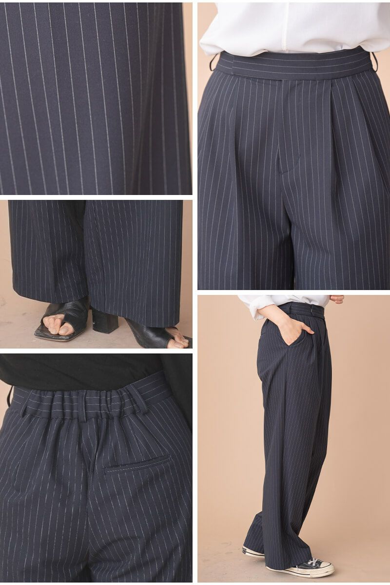 ナインアール,rrrrrrrrr,タックワイドストライプパンツ