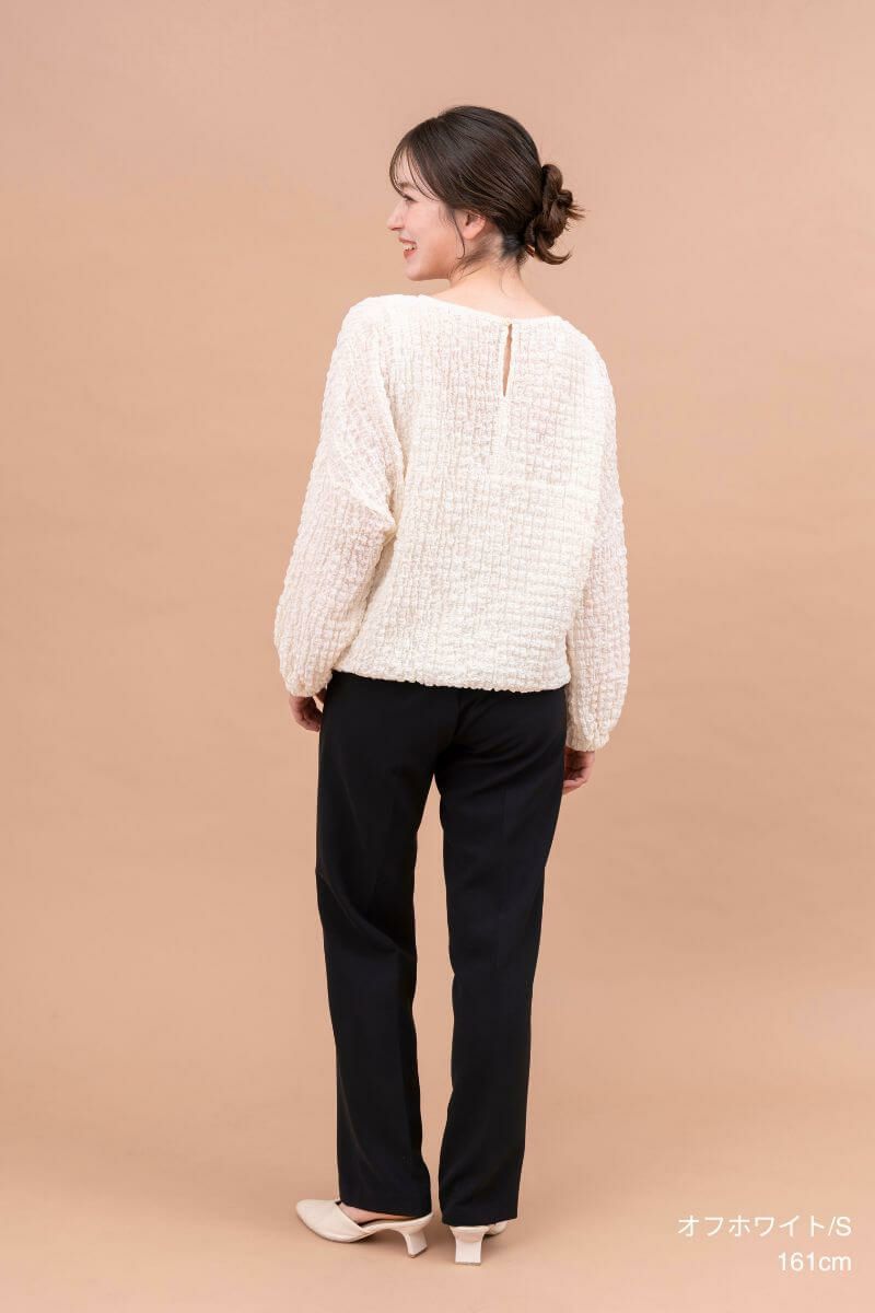 rrrrrrrrr,ナインアール,オーガニックコットンシュリンクレースブラウス